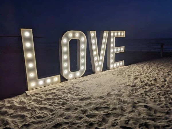 Love Beach Ocean Night — Stock Photo, Image