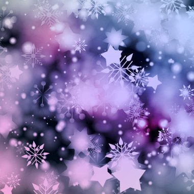 Noel tatili, mutlu noeller, yıldızlar parlar, kar taneleri Noel baloları bulanık kar taneleri