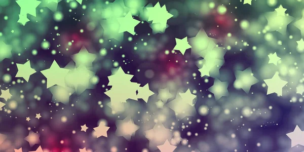 クリスマス休暇 メリークリスマス 星が輝き 雪のフレーククリスマスボールは星がぼやけて雪のフレークをぼかす — ストック写真