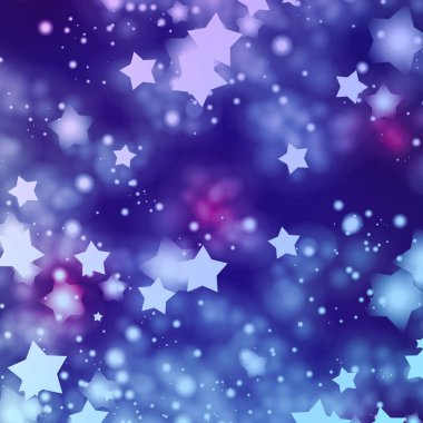 Noel tatili, mutlu noeller, yıldızlar parlar, kar taneleri Noel baloları bulanık kar taneleri