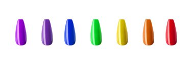 Gökkuşağı manikürü, yedi renk tırnak şekli. Balerin Çivi şekilleri