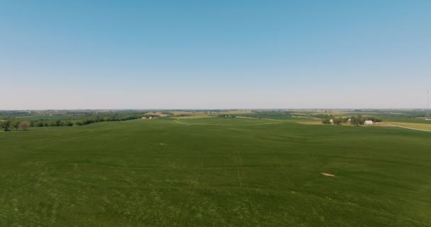 Flygbild Bevattnad Jordbruksmark Med Vind Som Blåser Genom Grödorna Kameran — Stockvideo