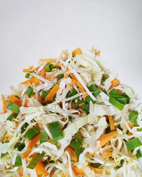 Cut Vegetables Carrots Cabbage Bean Sprouts Scallions Make Flour Fried — Stock Photo, Image