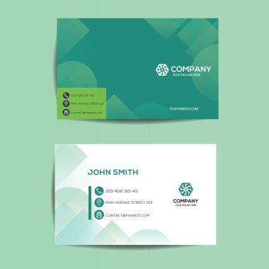 Kartvizit tasarımı şablonu. Çift taraflı kartvizit modern ve temiz. Hazır vektör resimlemesini yazdır.
