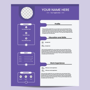 Modern CV resume template design layout. Vector Template for Business Job Applications, resume cv template, resume design template, cv design, multipurpose resume design clipart