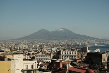 Vesuvius, Naples and the Gulf of Naples seen from Corso Vittorio Emanuele. Photo taken with Kodachrome 64 film simulation.