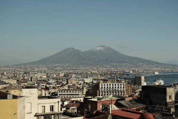 Vesuvius, Naples and the Gulf of Naples seen from Corso Vittorio Emanuele. Photo taken with Kodachrome 64 film simulation.