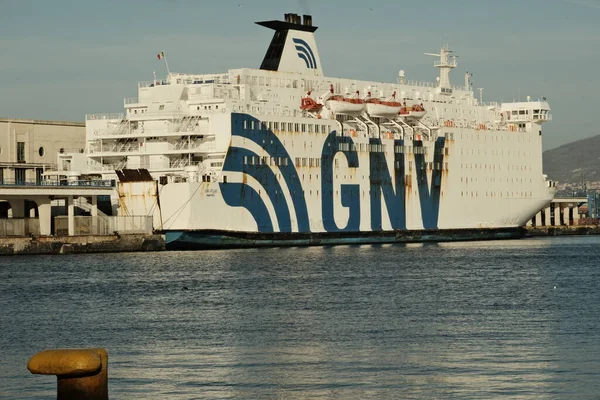 stock image Ship GNV Atlas Napoli of the shipping company Grandi Navi Veloci (GNV) docked at the Maritime Station of the Port of Naples.