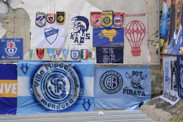 Banderas Estandartes Banderines Los Equipos Fútbol Que Oponen Napoli Llevados — Foto de Stock
