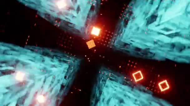 Holographical Fututristic Tunnel Blinking Lights — Stock Video