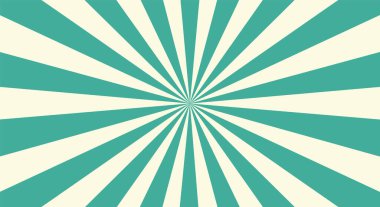 Günışığı geniş geçmişe dönük soluk arkaplan. Turkuaz renkler. Merkezinde ışın ya da çizgiler olan geçmişe dönük bir arkaplan. Sihirli güneş ışını deseni. Turkuaz ve yeşil renkler. düz biçim.
