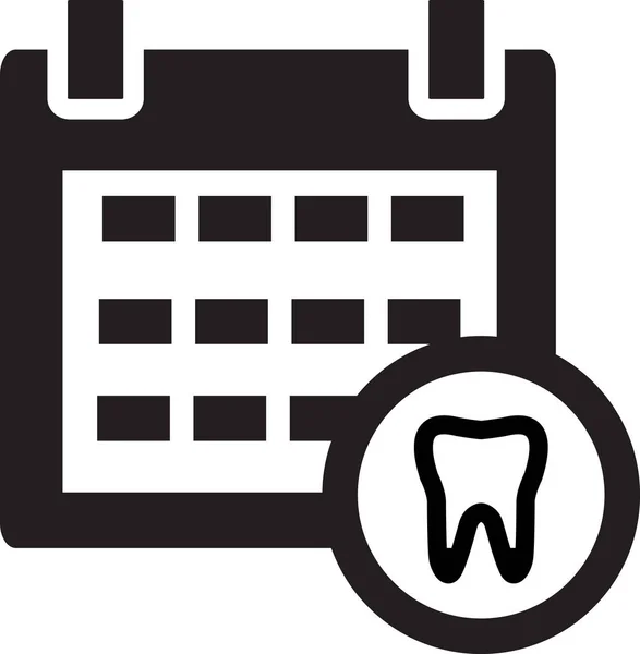 白い背景に歯科医の受付日のアイコン 歯医者の予約記号をスケジュールします 歯のシンボル付きカレンダーページ フラットなスタイル — ストックベクタ