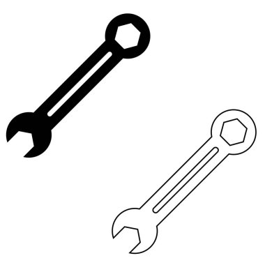 Beyaz arkaplanda siyah anahtar simgesi. Ana hatları çiz. Alet levhası. Anahtar çizgisi ve dolgulu sembol. düz biçim.