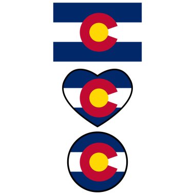 Beyaz arka planda Colorado bayrağı. Colorado Yuvarlak Daire Bayrağı. CO USA Eyaleti. düz biçim.