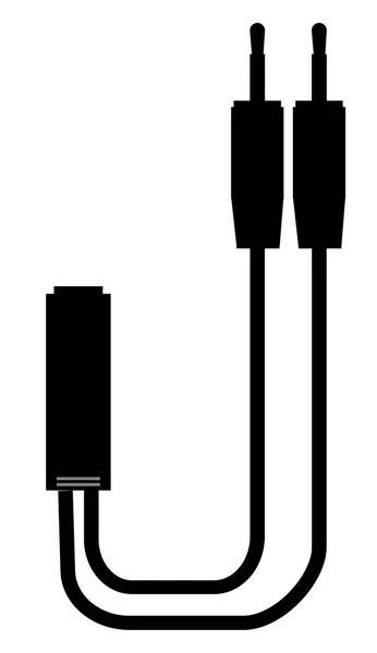 白色背景上的图标适配器 杰克拆开话筒和耳机电缆 耳机分频器标志 扁平风格 — 图库矢量图片