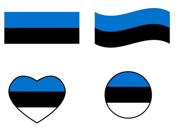 Észt Zászlót Lobogtatva Észtország Zászló Fehér Háttérrel Észtország Zászló Szív — Stock Vector