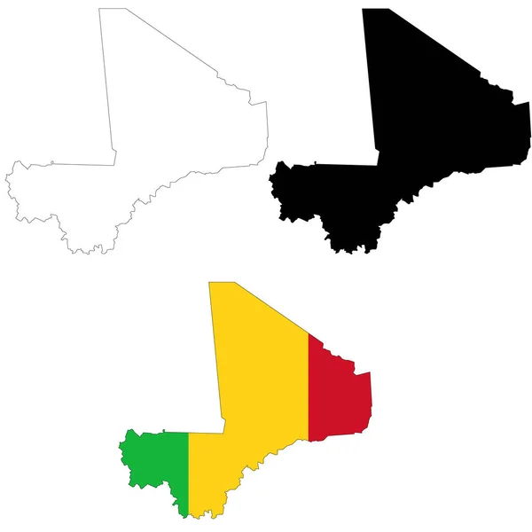 Карта Мали Белом Фоне Карта Мали Векторная Карта Мали Флагом — стоковый вектор