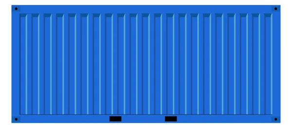 Blauwe Vrachtcontainer Witte Achtergrond Zijaanzicht Metalen Verdeelkast Industriële Scheepsuitrusting Vlakke — Stockvector