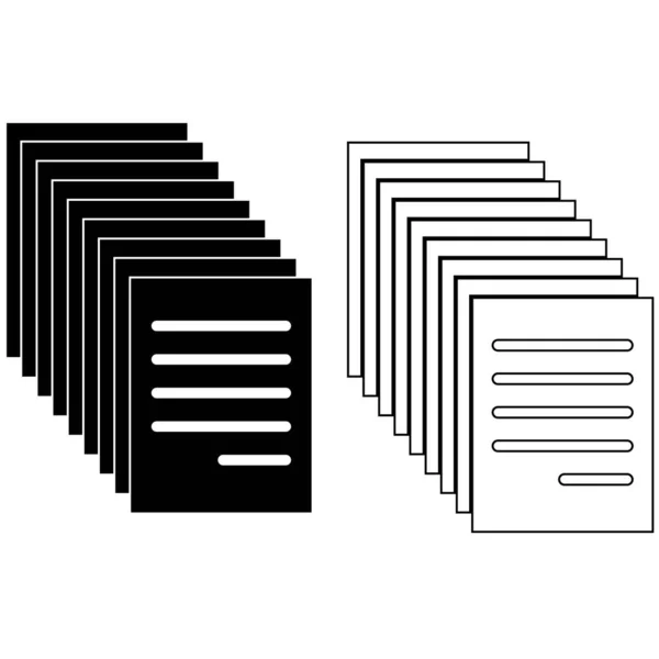 Icona Del Documento Cartaceo Sfondo Bianco Impilato Documenti Finanziari Simbolo — Vettoriale Stock