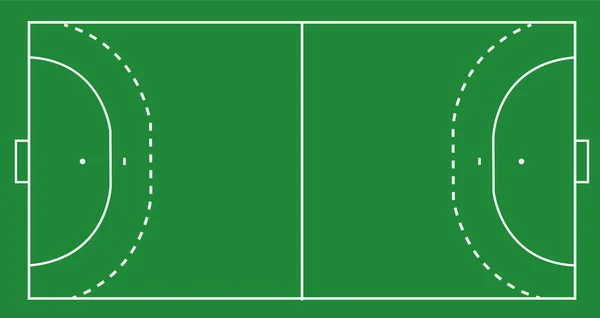 Handballfeld Mit Linienvorlage Flachen Stil Grünes Feld Handballrasen Handballfeld Aufwertung — Stockvektor