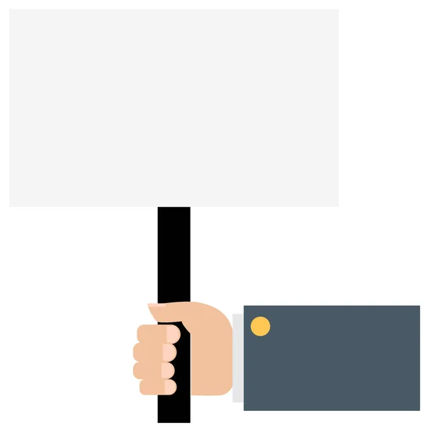Hand Hält Plakat Auf Weißem Hintergrund Protestaktion Hand Hält Ein — Stockvektor
