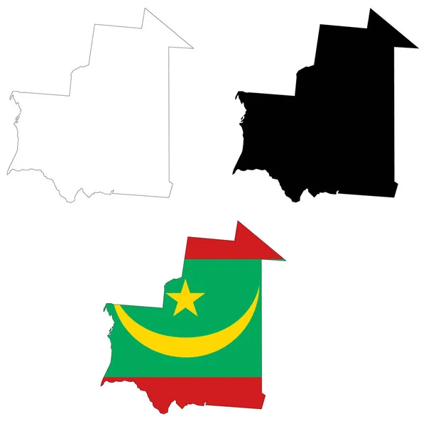 Mapa Mauritania Sobre Fondo Blanco Mauritania Mapa Esquema Mauritania Mapa — Vector de stock