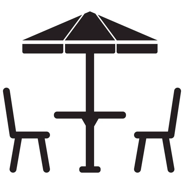 Table Chaises Camping Icône Sur Fond Blanc Table Avec Chaises — Image vectorielle