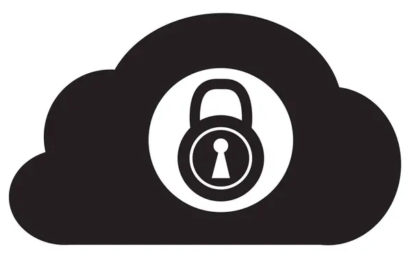 Cloud Sicherheitssymbol Auf Weißem Hintergrund Zeichen Für Sichere Cloud Technologie — Stockvektor