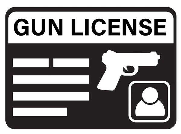 白地に銃のライセンスアイコン タグと文書付きのピストル 銃の許可証だ ライセンス記号 フラットなスタイル — ストックベクタ
