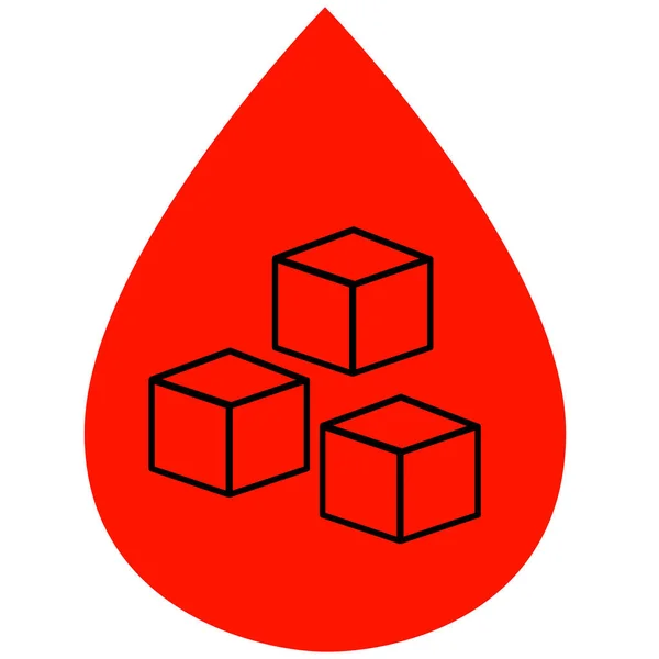 Sugar Blood Sur Fond Blanc Symbole Diabète Signe Glycémie Style — Image vectorielle