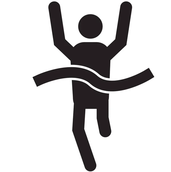 跑步者在白色背景上交叉完成彩带图标 跑步者的概念短跑运动员的标志 扁平风格 — 图库矢量图片