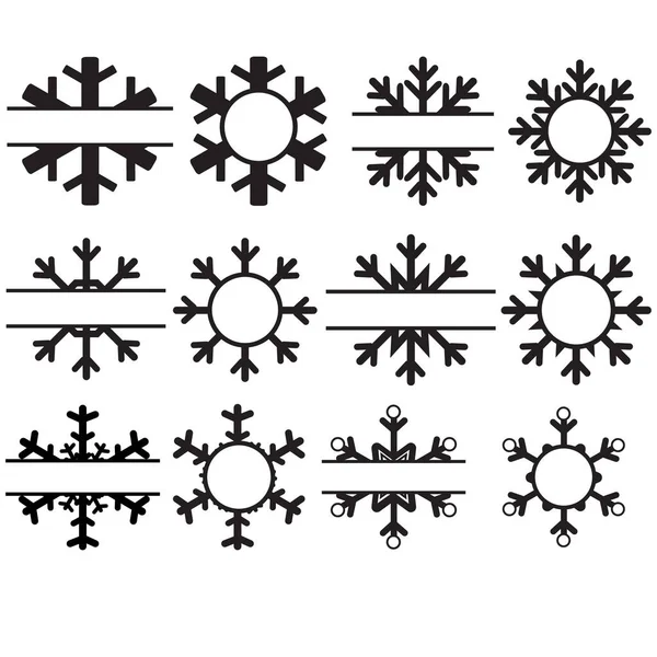 Monograma Floco Neve Sobre Fundo Branco Boho Modelo Ornamento Festivo — Vetor de Stock