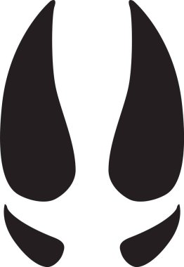 Beyaz arka planda ren geyiği izi. Ayak izi döşemesi. Geyik ve geyik siyah silueti izler. düz biçim.