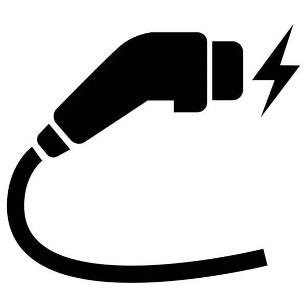 白色背景上充电器连接器图标 电动汽车充电插头标志 扁平风格 — 图库矢量图片