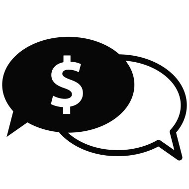 Beyaz arka plandaki para ikonu hakkında konuş. Para konuşma işareti. Finans sembolü düz biçim. 