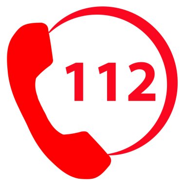 112 Acil Arama Numarası. Acil çağrı kodu. düz biçim.