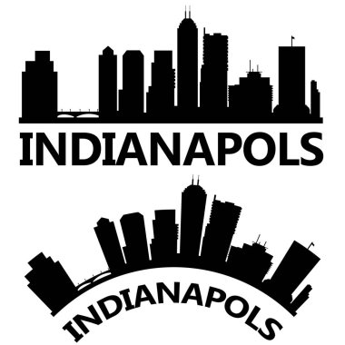 Indianapolis USA City silueti. Indiana ufuk çizgisi işareti. Peyzaj Şehri Tasarımı. düz biçim.