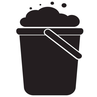 Bucket with foam icon on white background. bucketful with foam and bubbles sign. flat style.