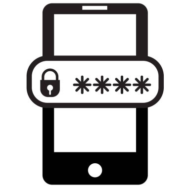 Password protected icon on white background. Phone password sign. Phone with enter password code symbol. flat style.