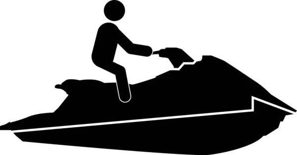 白色背景的水上滑雪板图标 滑板车运输水上运动标志 水滑板车上的骑手扁平风格 — 图库矢量图片