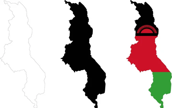 Mapa Malawi Bílém Pozadí Obrys Mapy Malawi Vektorová Mapa Malawi — Stockový vektor