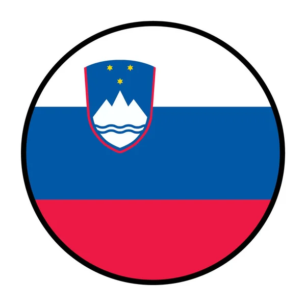 斯洛文尼亚圆环旗 斯洛文尼亚圆扣旗图标 斯洛文尼亚国旗 扁平风格 — 图库矢量图片