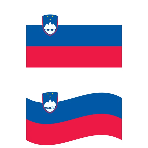 Szlovénia Zászlaját Lobogtatva Szlovénia Zászló Fehér Háttérrel Lapos Stílus — Stock Vector