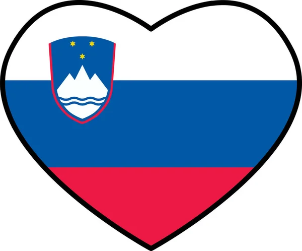 爱斯洛文尼亚 旗子心光滑钮扣 斯洛文尼亚国旗在心脏上 白色背景 扁平风格 — 图库矢量图片