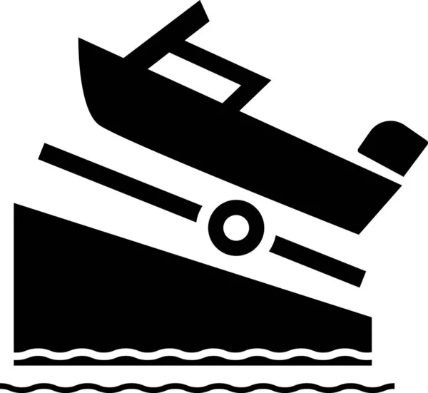 Моторная Лодка Марины Значок Белом Фоне Указатель Трапа Символ Спуска — стоковый вектор