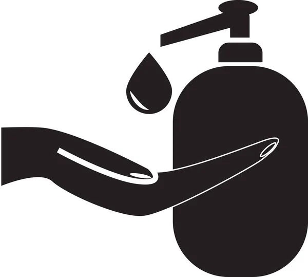 Flytande Handtvål Vit Bakgrund Tvätthand Med Rengöringsmedel Flytande Tvål Saneringsmedel — Stock vektor
