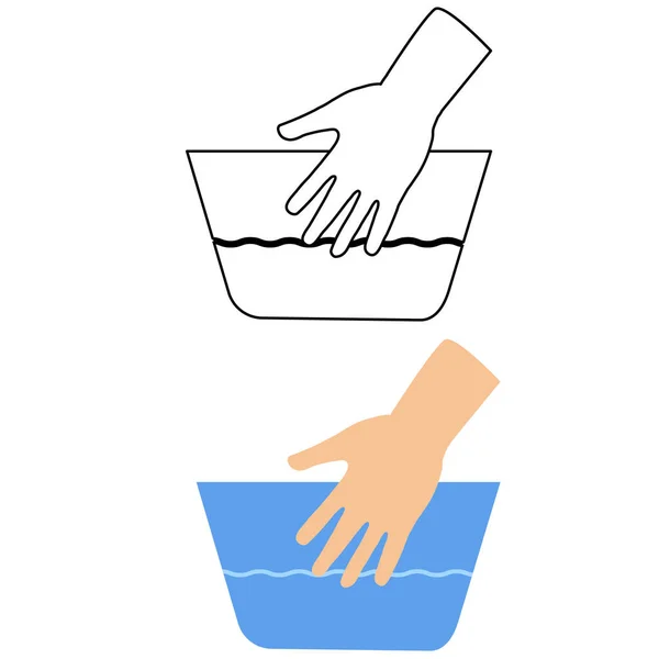 手洗衣服线图标 洗衣或干洗服务的标志 洗手线和路标 扁平风格 — 图库矢量图片