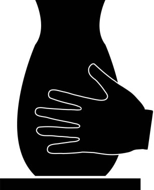 Beyaz arkaplanda kil işleme simgesi. Çömlek tabelası. düz biçim.