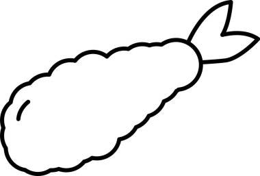 Beyaz arkaplanda Tempura simgesi. Aperatif karides işareti. Kızarmış derin sembol. düz biçim.