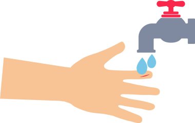 Suyun altında yara yıkama. İlk yardım prosedürü sembolü. Tıp konsepti. düz biçim.